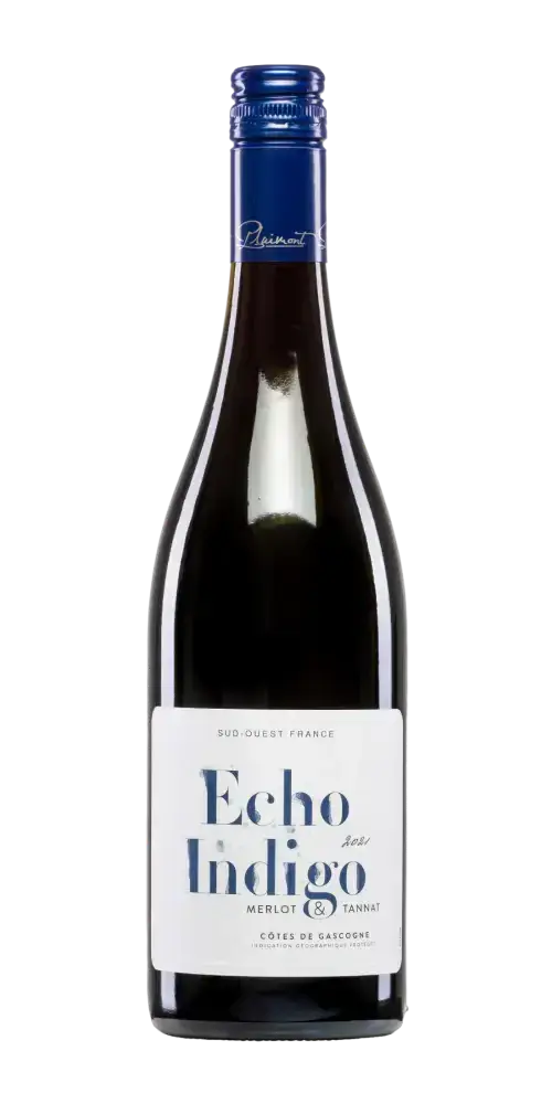 Echo Indigo Rouge, französischer Rotwein aus Merlot und Tannat mit fruchtigen Aromen und 13% Vol.