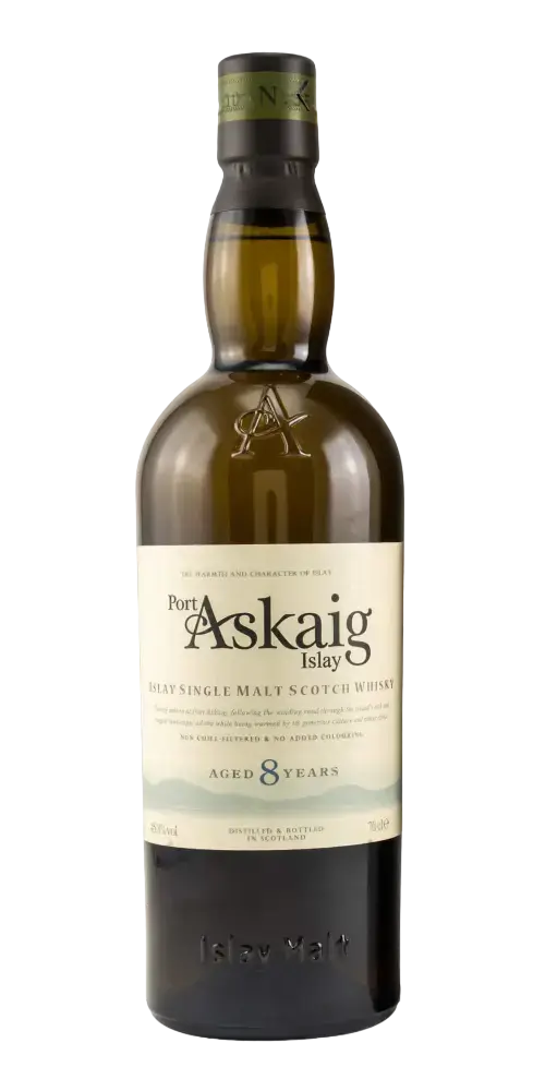 Schottischer Whisky Port Askaig Islay, 8 Jahre, rauchiger Single Malt, amerikanische Eiche, süß-salziges Finish.