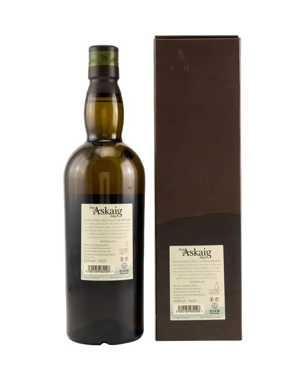 Schottischer Whisky Port Askaig 8 Jahre in der Verpackung, edel, torfig und aromatisch als Islay Malt.