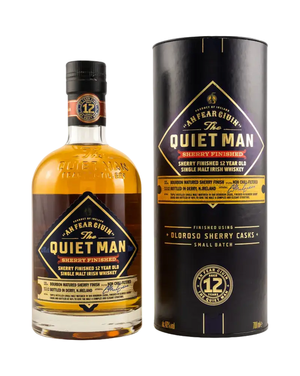 Schottischer Whisky Quiet Man, 12 Jahre, Oloroso Sherry Finish, 700ml, irischer Whiskey in Geschenkverpackung.