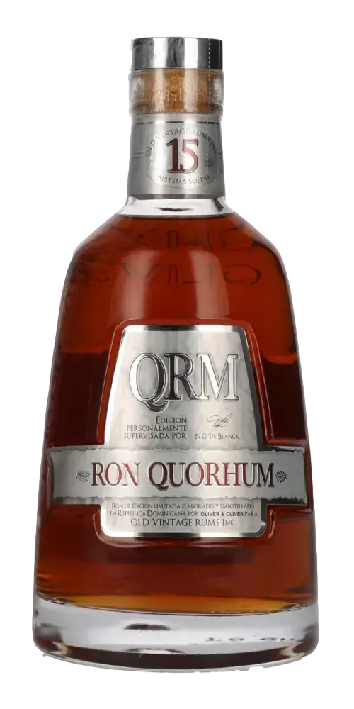 Quorhum 15 Jahre Solera Rum in edler Flasche von Oliver & Oliver, mild und würzig, aromatisch mit Holz und Tabak.