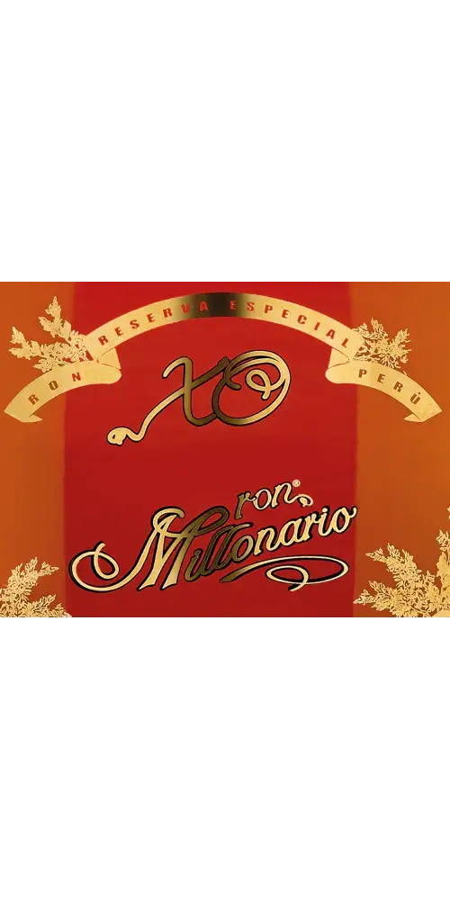 Ron Millonario XO Rum aus Peru, 20 Jahre gereift, exquisite Verpackung mit goldenen Akzenten.