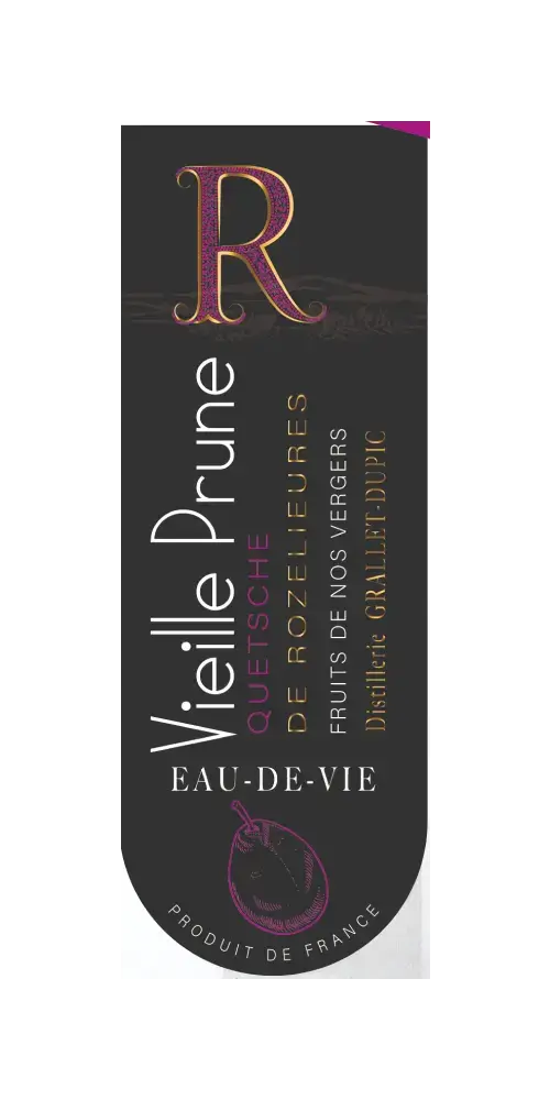 Frankreich Lothringen Pflaume Obstbrand Rozelieures Vieille Prume 500ml Etikett 45%
