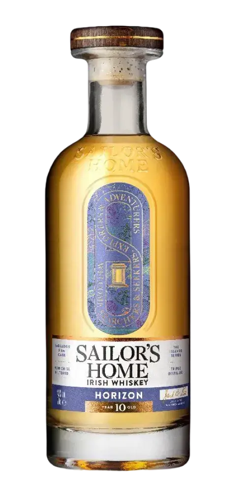 Irischer Whiskey Sailor's Home Horizon 10 Jahre in der Flasche, gereift in Bourbon und Rum Fässern.