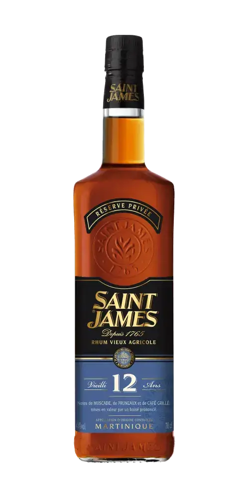 SAINT JAMES Rhum Vieux Agricole 12 Jahre aus Martinique in eleganter Flasche mit reichem Aroma und komplexem Geschmack.