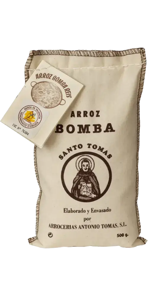 Santo Tomás Arroz Bomba D.O. Valencia 500g, Feinkost Reis, ideal für authentische Paella, hochwertige Qualität.