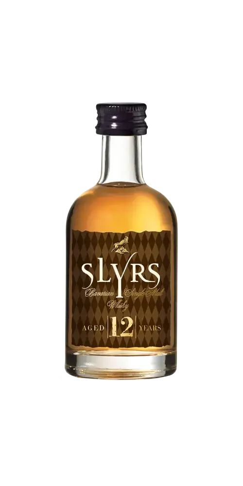 Deutscher Whisky Slyrs 12 Jahre, 50ml Flasche mit würzigen Aromen von Vanille, Karamell und reifen Früchten.