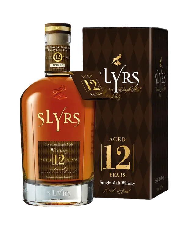 Deutscher Whisky Slyrs 12 Jahre, Single Malt mit Karamell- und Vanillearomen, in Geschenkbox.