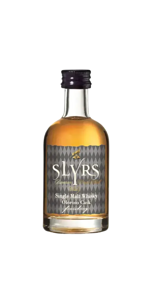 Deutscher Whisky Slyrs Oloroso Cask Finish 50ml, komplexer Single Malt mit fruchtigen und nussigen Aromen.