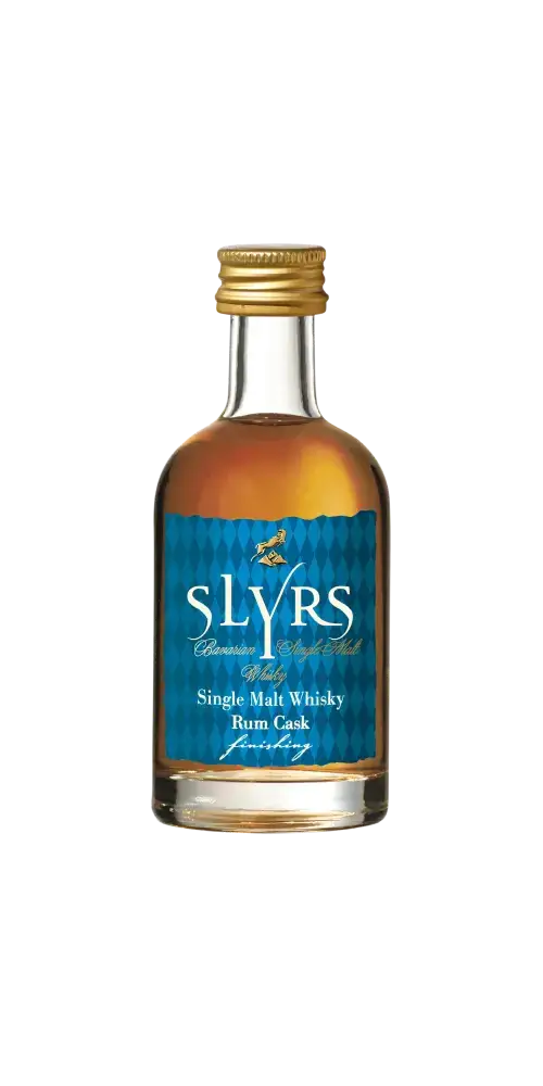 Deutscher Whisky Slyrs Rum Cask Finish 50ml, Aromen von Karamell, Vanille und Honig, hohe Qualität aus Deutschland.