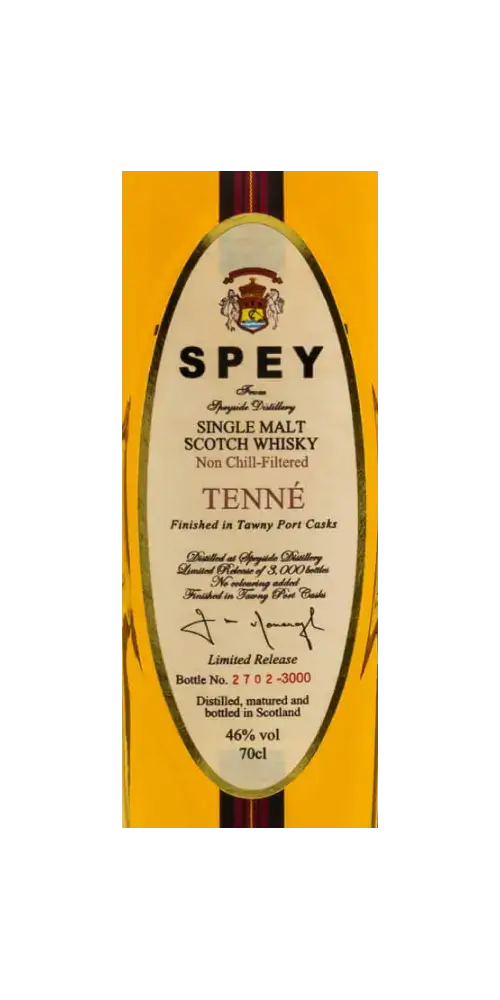 Schottischer Whisky Spey Tenne, Single Malt, 46% vol, in Tawny Portwein Fässern, limitierte Auflage, 70 cl.