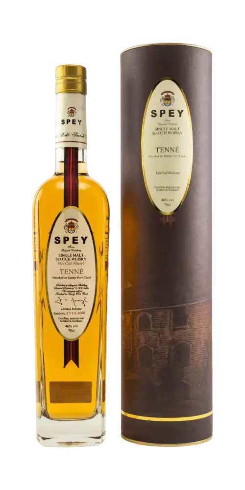 Schottischer Whisky Spey Tenne in limitierter Auflage mit edler Verpackung und fruchtigen Aromen von Himbeermarmelade.