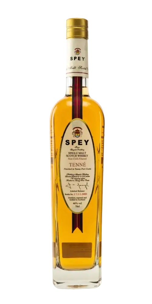 Schottischer Whisky Spey Tenne in Flasche, gereift in Bourbon- und Tawny Portwein-Fässern, nummerierte Limited Edition.