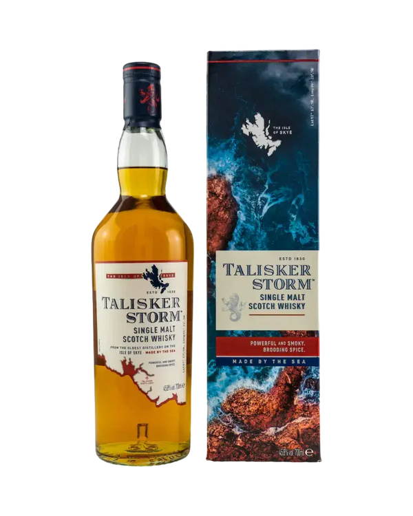 Schottischer Whisky Talisker Storm, Single Malt, intensiv, rauchig, würzig, hergestellt in Schottland.