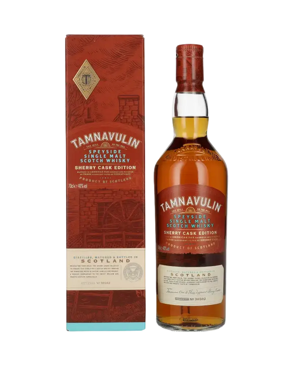 Schottischer Whisky Tamnavulin Sherry Cask Edition in Kartonverpackung, Speyside, 40% vol, edel und fruchtig.
