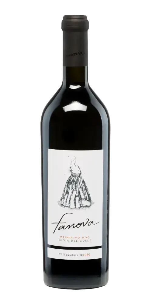Fanova Primitivo, italienischer Rotwein aus Gioia del Colle mit intensiven Kirschnoten und 14 % Vol.