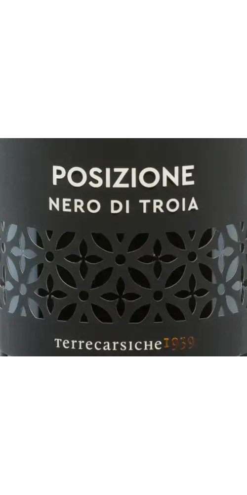 Posizione Nero di Troia, italienischer Rotwein mit Aromen von Veilchen und 13 % Vol. aus der Region Süditalien.