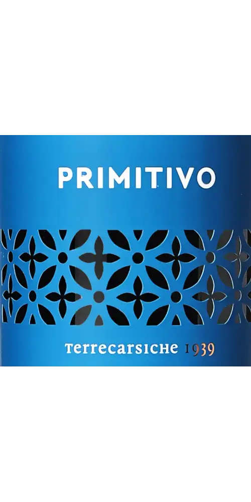 Primitivo von Terrecarsiche 1939, fruchtiger Rotwein aus Apulien mit intensiven Aromen und vollmundigem Geschmack.