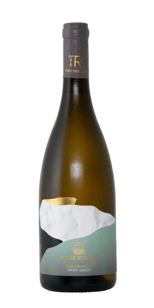 Torre Rosazza Pinot Grigio, italienischer Weißwein mit feinen Säurenoten und aromatischem Bukett von Äpfeln und Pfirsichen.