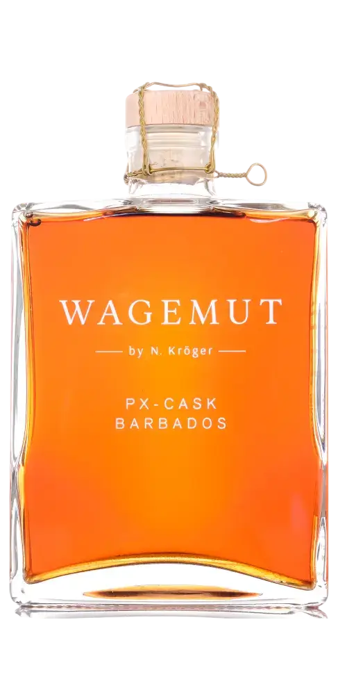 Wagemut PX-Cask Rum aus Barbados, fruchtig mit Sherry-Finish, 40,3% Vol., ohne Zuckerzusatz, elegante Flasche