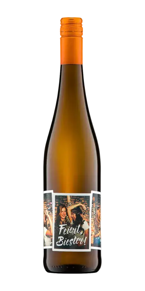 Weingut Lorenz & Söhne, spritziger Weißwein mit fruchtigen Aromen und 12 % Vol. Alkohol, ideal für Partys.