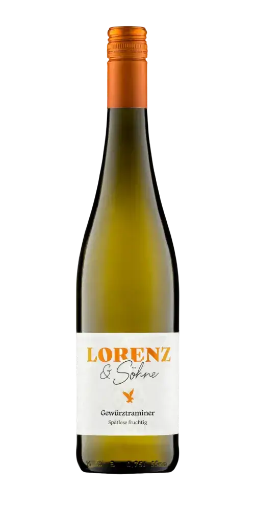 Weingut Lorenz Gewürztraminer, fruchtiger Weißwein aus Nahe mit Aromen von Ananas und Mango, 2022 Spätlese.