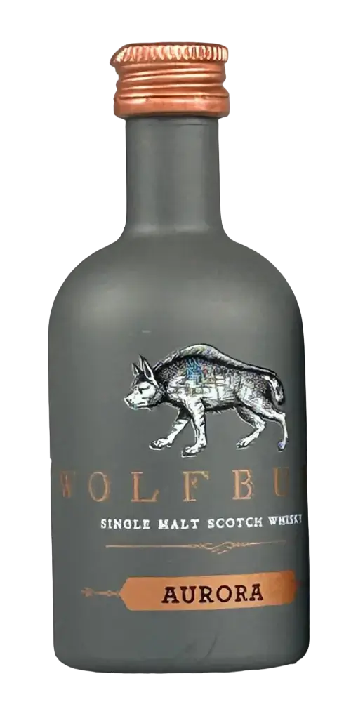 Schottischer Whisky Wolfburn Aurora in Miniaturflasche, leicht fruchtiger Geschmack, für Whisky-Tasting geeignet.