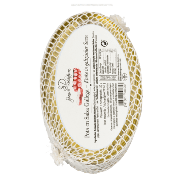 Barcino Gourmet Pota en Salsa Gallega, galizische Feinkost, kleine Tintenfische in Marinade, ideal für Tapas und Suppen.