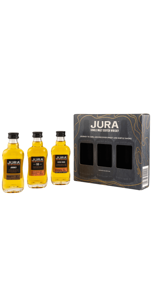 Schottischer Whisky Jura Miniset mit 3 Flaschen: 10 Jahre, Journey, Tasting Set. Ideal für Whisky-Liebhaber.