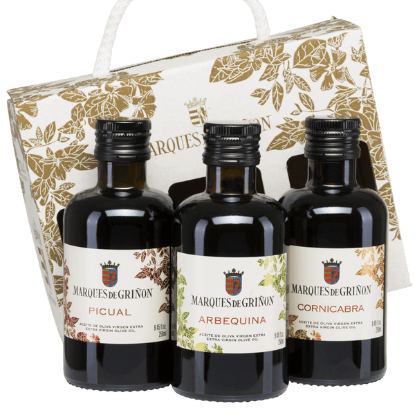 Olivenöl Probierset Marqués de Griñón: Picual, Arbequina, Cornicabra, nativ extra aus Spanien, 3 x 250ml.