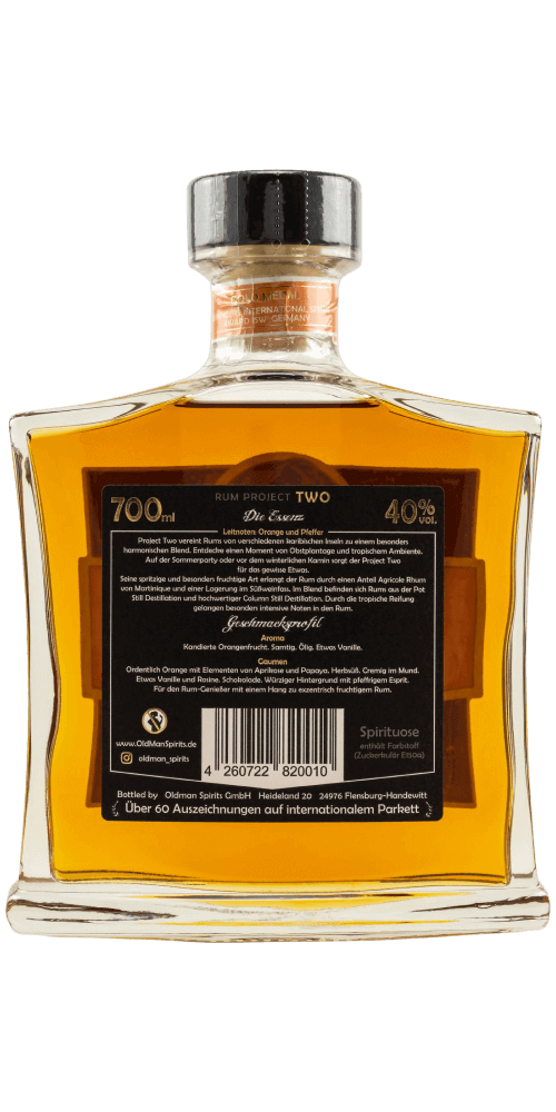 Rum Old Man Project Two - Spiced Orange, 700ml, 40%, karibischer Rum mit kandierten Orangen und Vanille.