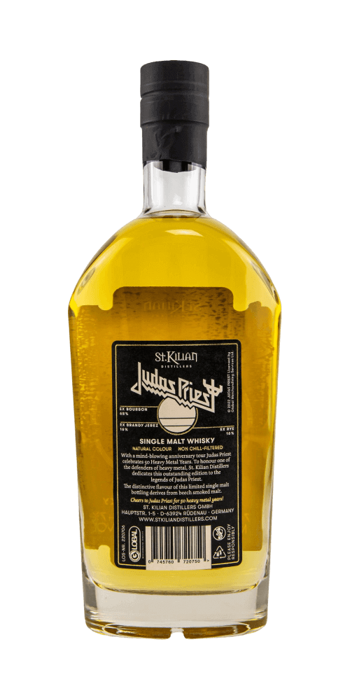 Deutscher Whisky St. Kilian Judas Priest, 50 Jahre, limitierte Sonderedition, 0,7 L, Single Malt, hergestellt in Deutschland.